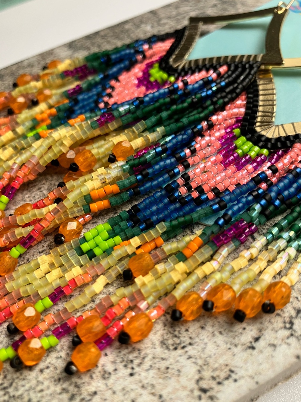 Frida earrings multi color fun beaded fringe earrings